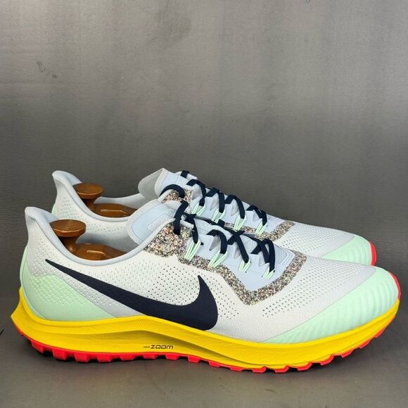 Nike Air Zoom Pegasus 36 Trail Aura Blue Mint Yellow athletic Shoe men’s size 15 - Picture 1 of 8